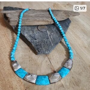 Turquoise and Silver Necklace.Jay KING DESIGNER Nwot Beauty
